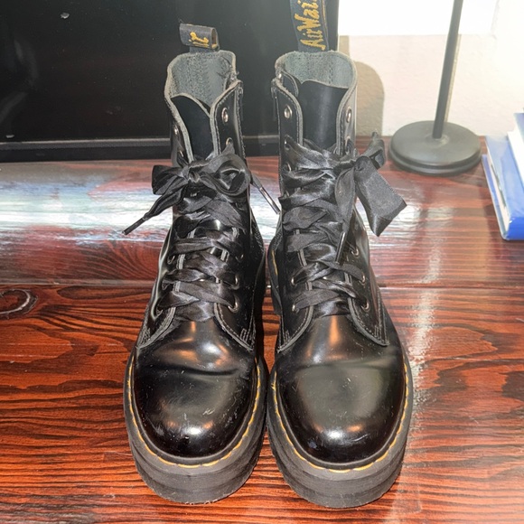 Dr. Martens Shoes - US MENS 7 Dr. Martens Black Leather Platform Lace-Up Boots with Satin Laces